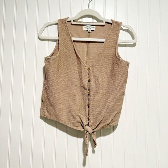 Madewell Texture and Thread Tan Tie Front Top Size XS - Picture 2 of 6